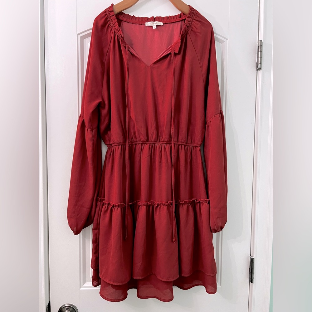 Andree By Unit Rust Peasant Mini Dress - image 1